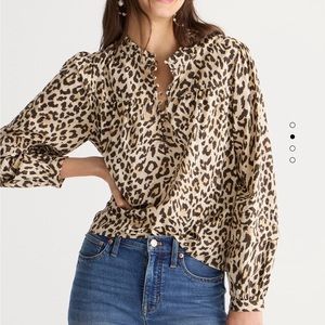 NWT Jcrew button front ruffleneck popover size M